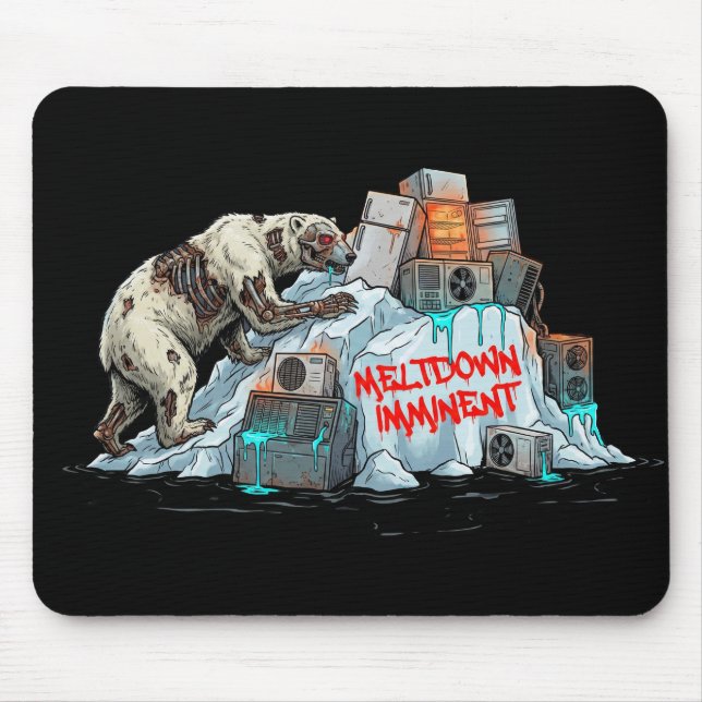 Meltdown Imminent – Climate Collapse Polar Bear Mousepad (Vorne)