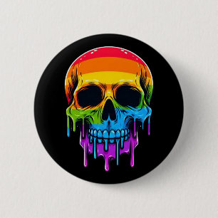 Melthing Rainbow Skull Button