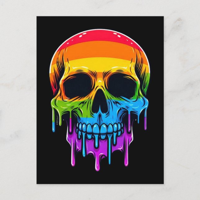Melthing Rainbow Skull Postkarte (Vorderseite)