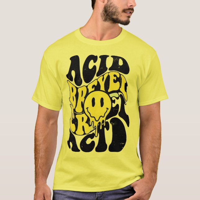 Melting Acid Smiley Face Psychedelic Liquid Typogr T-Shirt (Vorderseite)