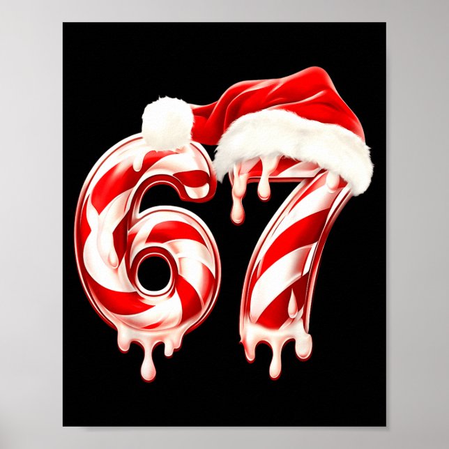 Melting Candy Cane 67 Christmas Design, Santa Hat  Poster (Vorne)