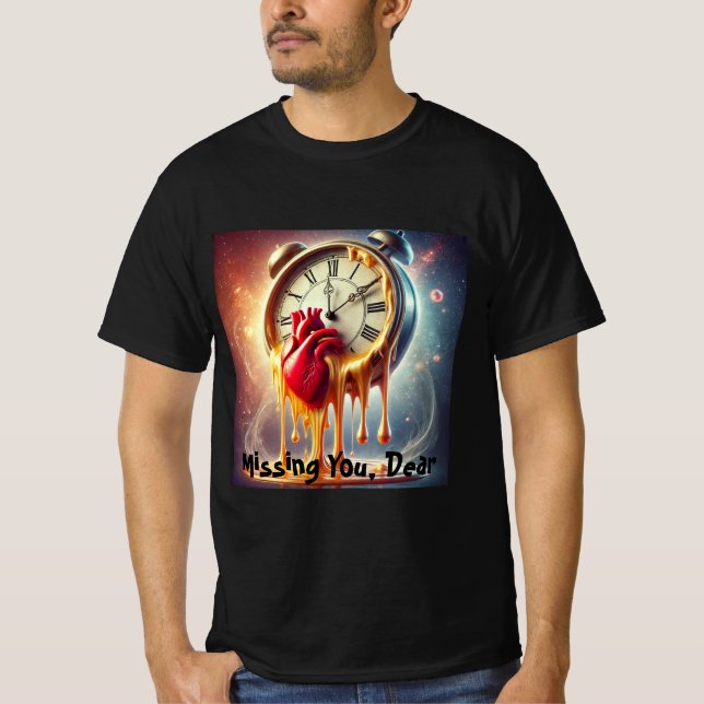 Melting Clock Heart Mens Tshirt (Vorderseite)