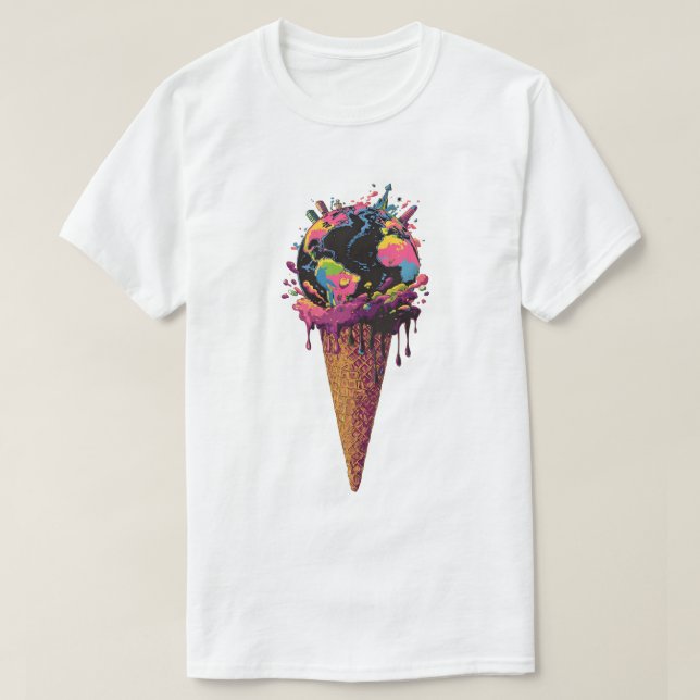 Melting Earth Ice Cream Cone - Climate Chan Tee (Design vorne)