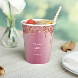 Melting Girly Pink Glitzern Brautparty Pappbecher