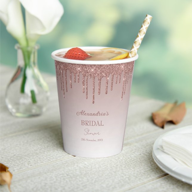 Melting Girly Pink Glitzern Brautparty Pappbecher (In Situ)