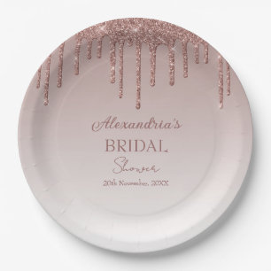 Melting Girly Pink Glitzern Brautparty Pappteller