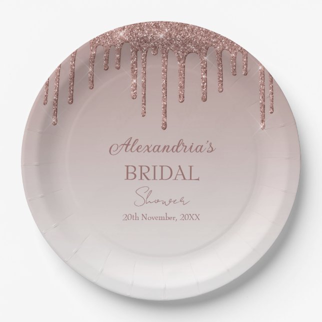 Melting Girly Pink Glitzern Brautparty Pappteller (Vorderseite)
