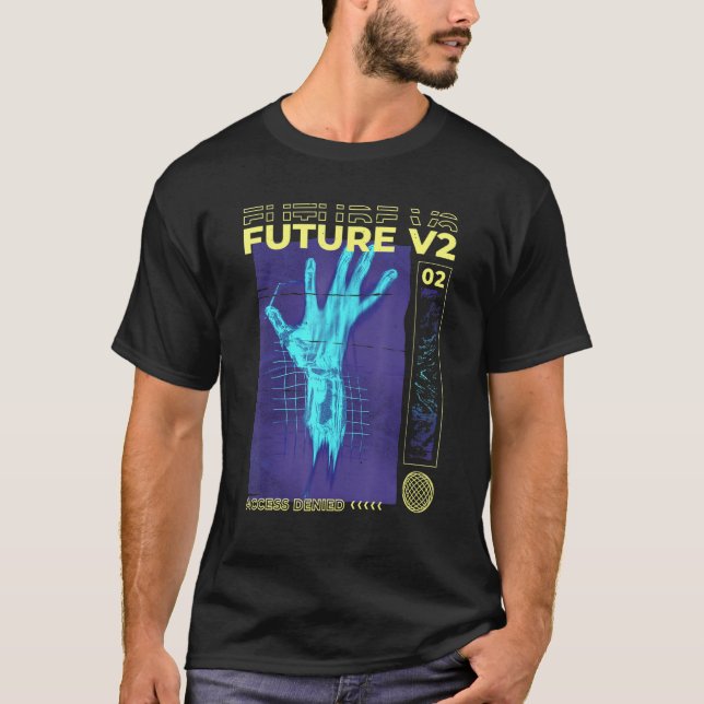 Melting Hand Futurism Future Virtual Reality KI AI T-Shirt (Vorderseite)
