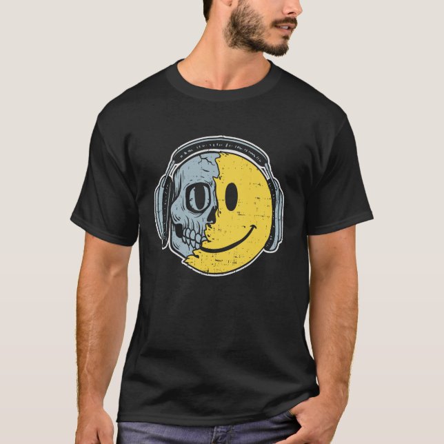 Melting Happy Face Smile Headphone EDM Music Festi T-Shirt (Vorderseite)