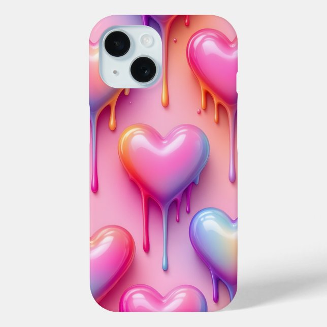 Melting Heart Phone Case – Glossy Pastel Love Desi (Rückseite)