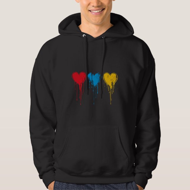 Melting Hearts Minimalistisch Black Hoodie (Vorderseite)