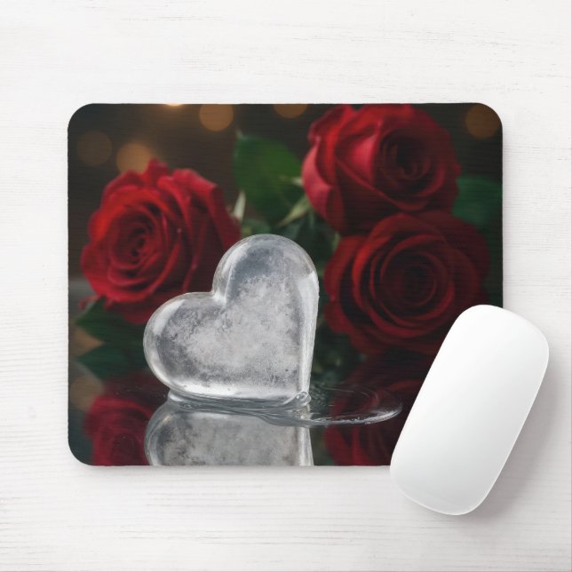 Melting Ice Heat With Red Roses Mousepad (Mit Mouse)