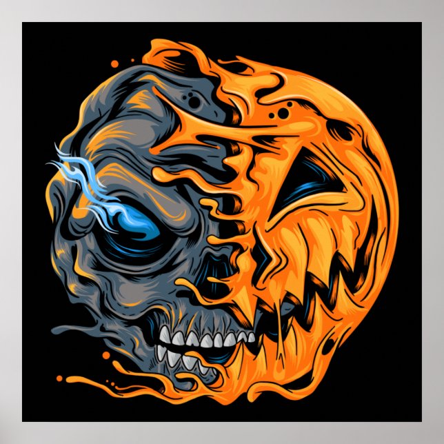 Melting Pumpkin Skull Poster (Vorne)
