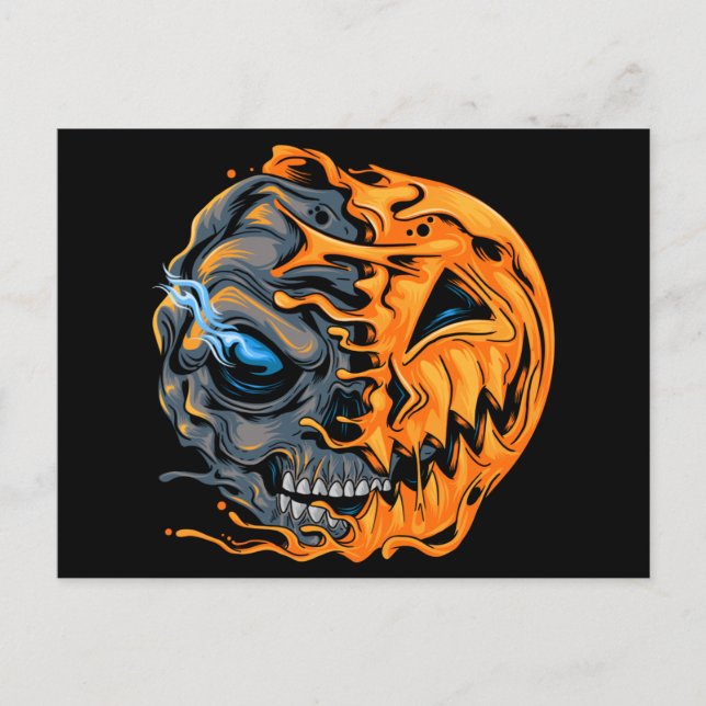 Melting Pumpkin Skull Postkarte (Vorderseite)