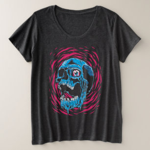 Melting Skull: Psychedelischer Horror Große Größe T-Shirt