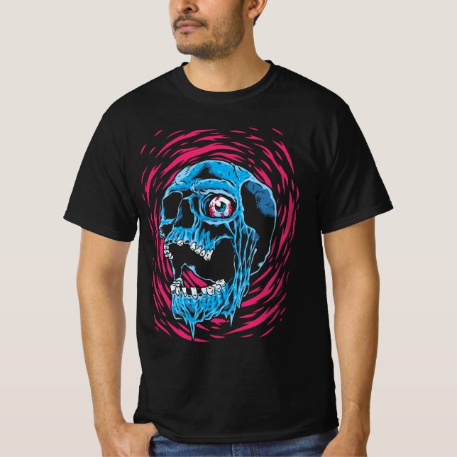 Melting Skull: Psychedelischer Horror T-Shirt (Vorderseite)