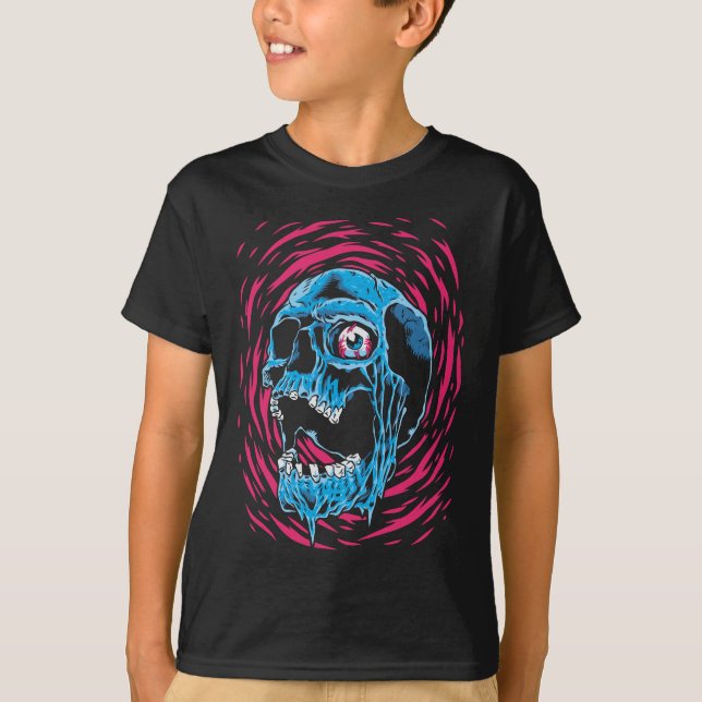 Melting Skull: Psychedelischer Horror T-Shirt (Vorderseite)