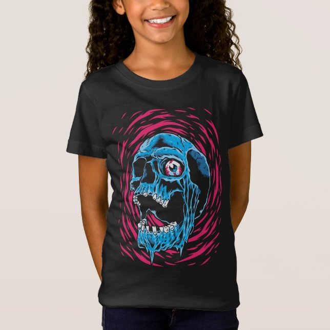 Melting Skull: Psychedelischer Horror T-Shirt (Vorderseite)