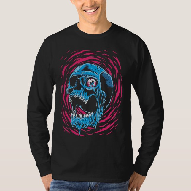 Melting Skull: Psychedelischer Horror T-Shirt (Vorderseite)
