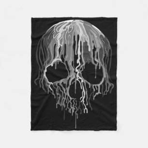 Melting Skull Schwarz-weiß Art Graphic Halloween Fleecedecke