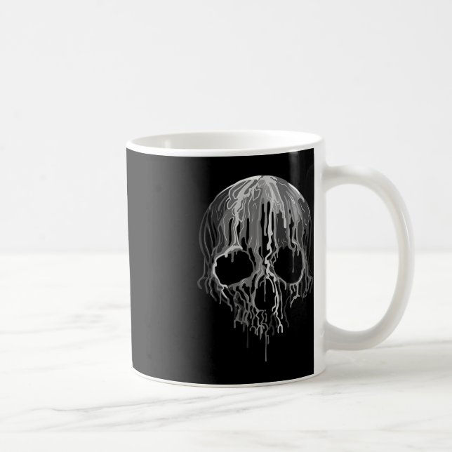 Melting Skull Schwarz-weiß Art Graphic Halloween Kaffeetasse (Rechts)