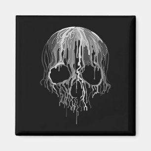 Melting Skull Schwarz-weiß Art Graphic Halloween Magnet