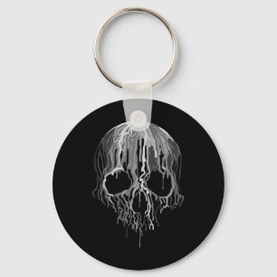 Melting Skull Schwarz-weiß Art Graphic Halloween Schlüsselanhänger