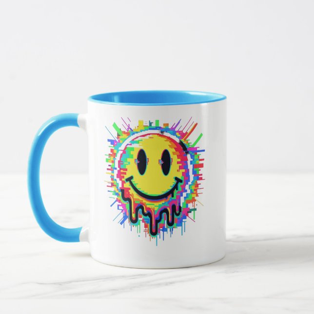 Melting Smiley Face Mug – Color Distortion Psyched Tasse (Links)
