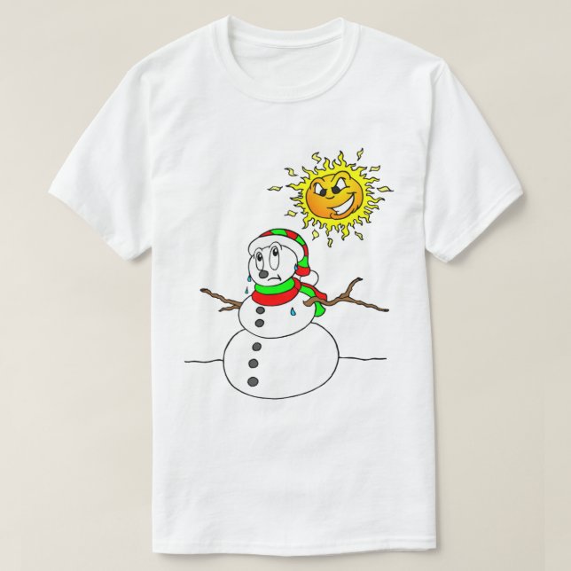 Melting Snowman Say Goodbye Winter T-Shirt (Design vorne)