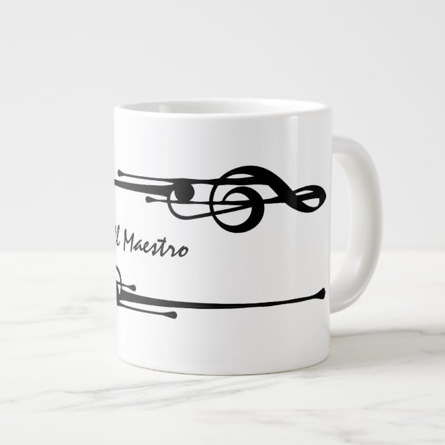 MELTPOINT WHITE Hot Black G-Clef 'Il Maestro' Jumbo-Tasse (Vorderseite Rechts)