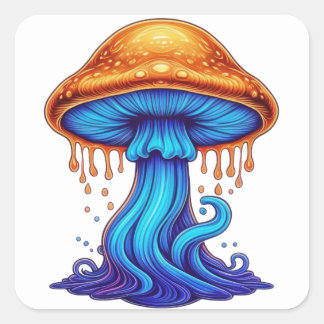Melty Mushroom Vibes Quadratischer Aufkleber