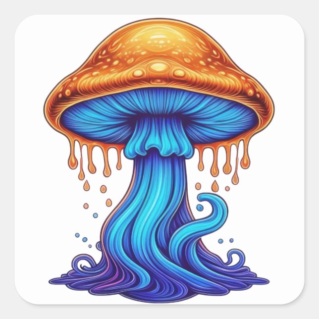 Melty Mushroom Vibes Quadratischer Aufkleber (Vorderseite)