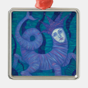Melusine, Melusina, Fantasie, surreal, Wassergeist Silbernes Ornament