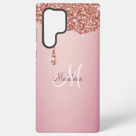 Melzen Girly Pink-Glitzern Personalisiert mit Name Samsung Galaxy Hülle