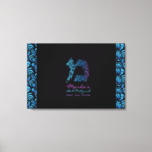 Mem Hebrew Letter Bat Mitzvah Memory Sign-In Board Leinwanddruck