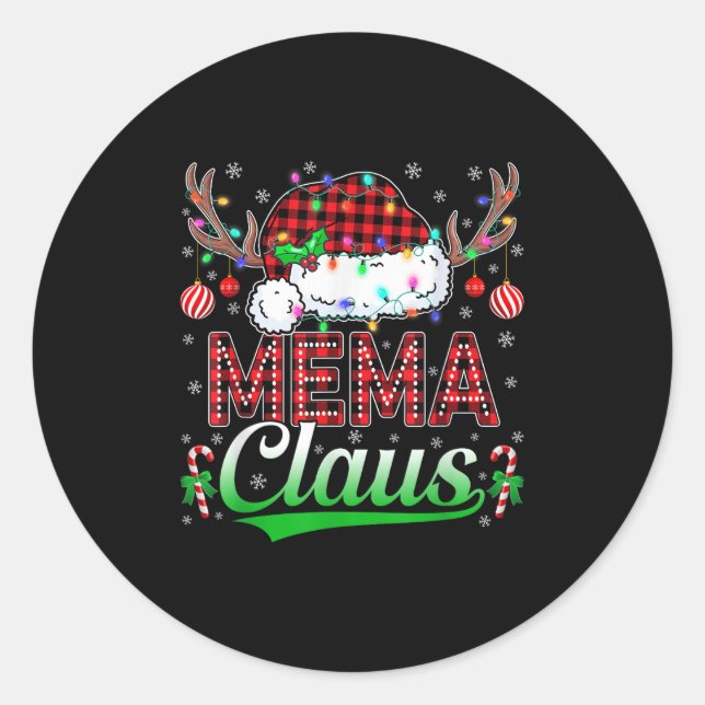 Mema Claus Christmas Lights Matching Family Xmas P Runder Aufkleber (Vorderseite)