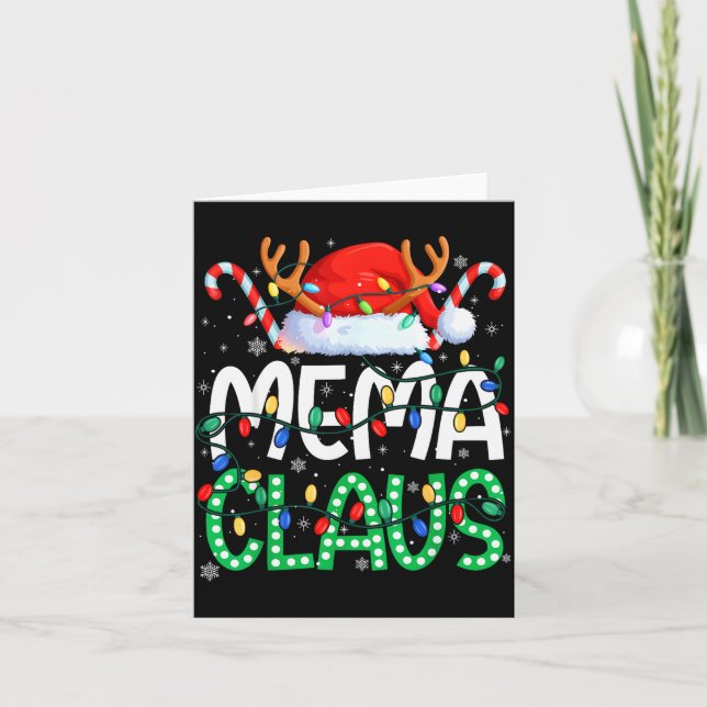 Mema Claus Christmas Lights Pajama Family Matching Karte (Vorderseite)