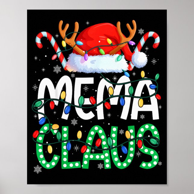 Mema Claus Christmas Lights Pajama Family Matching Poster (Vorne)