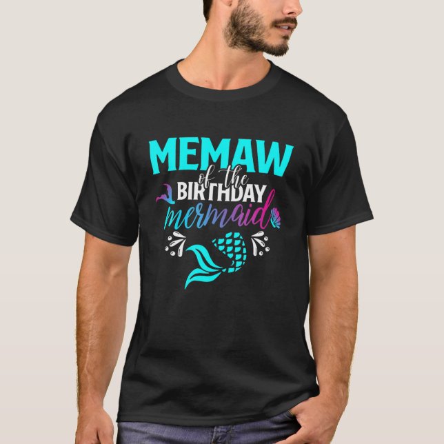 Mema of the Birthday Mermaid Matching Family T-Shirt (Vorderseite)