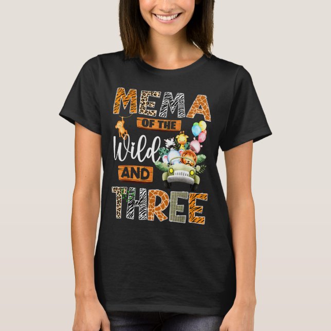 Mema Of The Wild And Three 3rd Birthday Boy Safari T-Shirt (Vorderseite)
