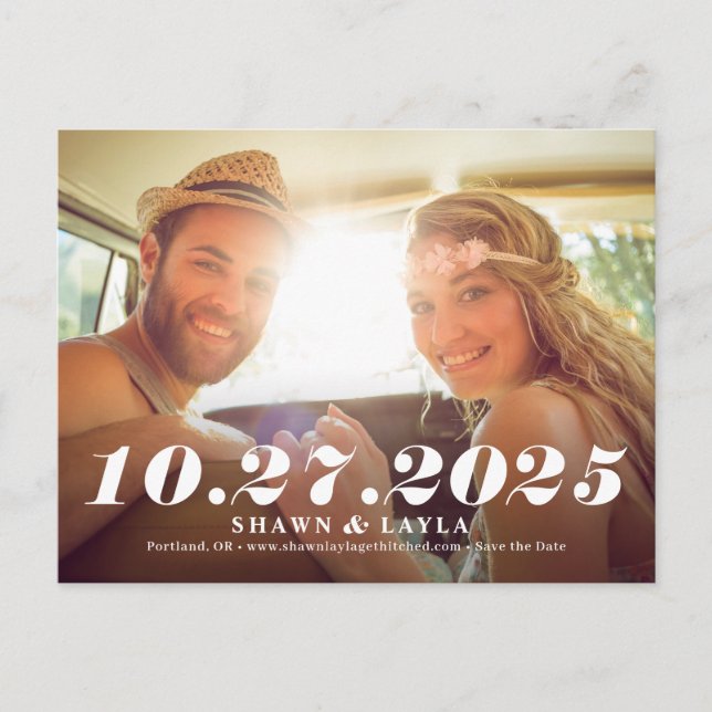 Memable Date Modern Save the Date Postcard Postkarte (Vorderseite)