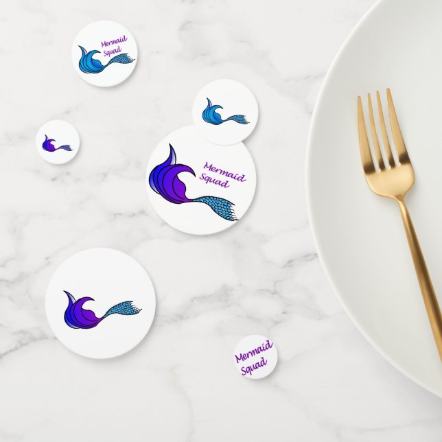 Memaid Squad mermaid Schwanz auf Tisch Konfetti (Gruppe)