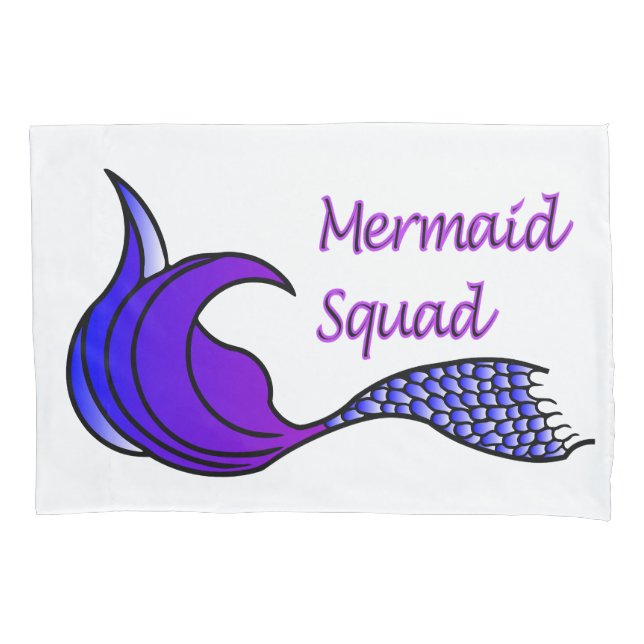 Memaid Squad mit lila Schwanz-Kissen für Meerjungf Kissenbezug (Vorderseite)