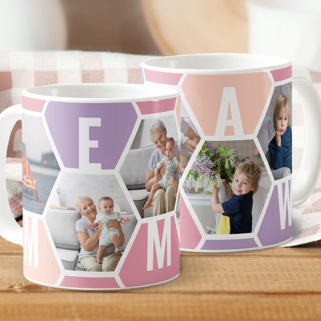 MEMAW 5 Foto bearbeitet 5 Letter Honeycomb Kaffeetasse (Von Creator hochgeladen)