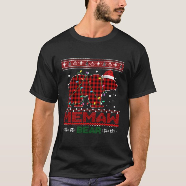 Memaw Bear Christmas Pajama Familiengeschenk Memaw T-Shirt (Vorderseite)