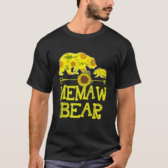 Memaw Bear Sonnenblume Mutter Vater T-Shirt (Vorderseite)
