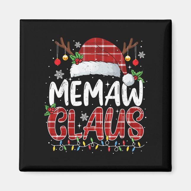 Memaw Claus Christmas Lights Pajama Family Matchin Magnet (Vorne)