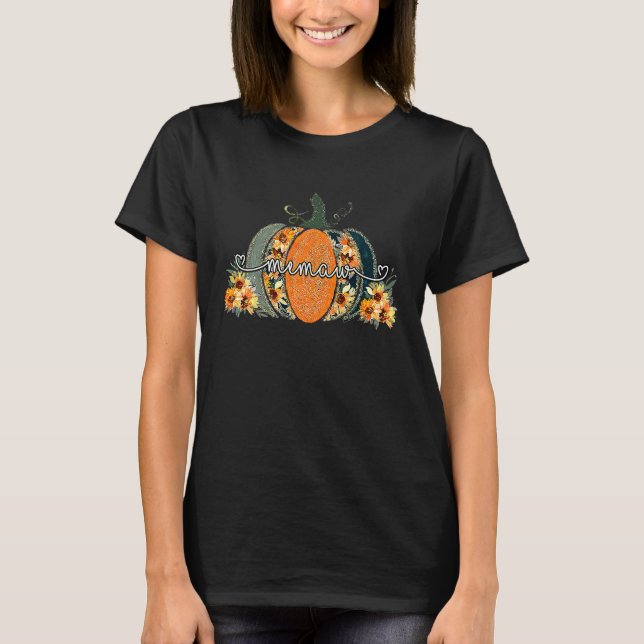Memaw Fall Pumpkin Sunflowers Autumn Thanksgiving T-Shirt (Vorderseite)