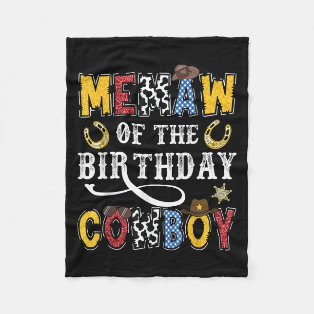 Memaw Of The Birthday Cowboy Western Rodeo Memaw  Fleecedecke (Vorderseite)