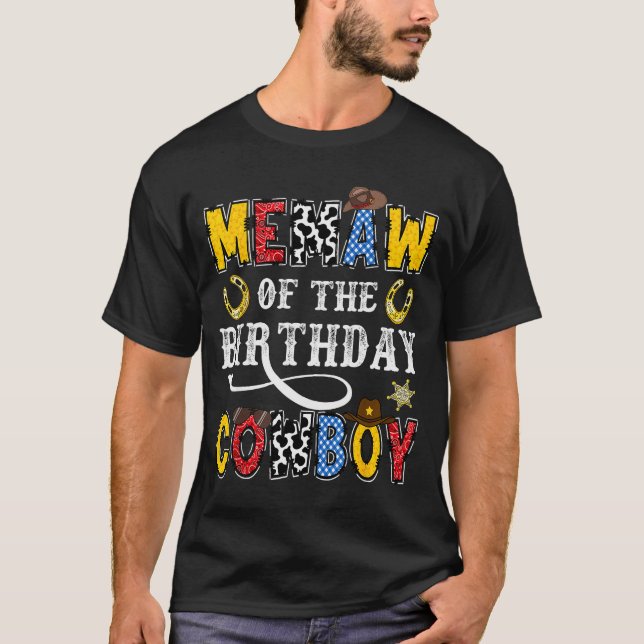 Memaw Of The Birthday Cowboy Western Rodeo Memaw  T-Shirt (Vorderseite)